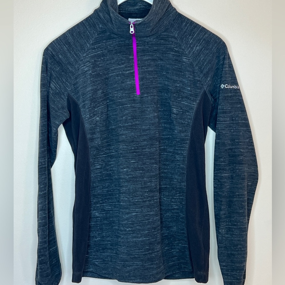 Columbia Heather Gray Fleece Pullover with Pink Accent Size M